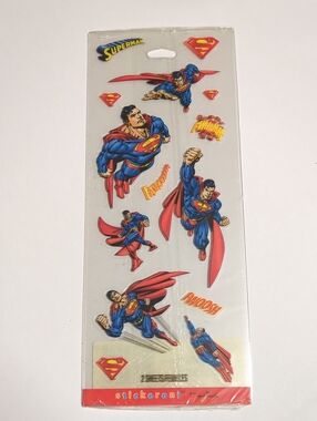 ☀️Vintage 1990s DC Comics Superman "Stickeroni" sticker sheet pack by Hallmark